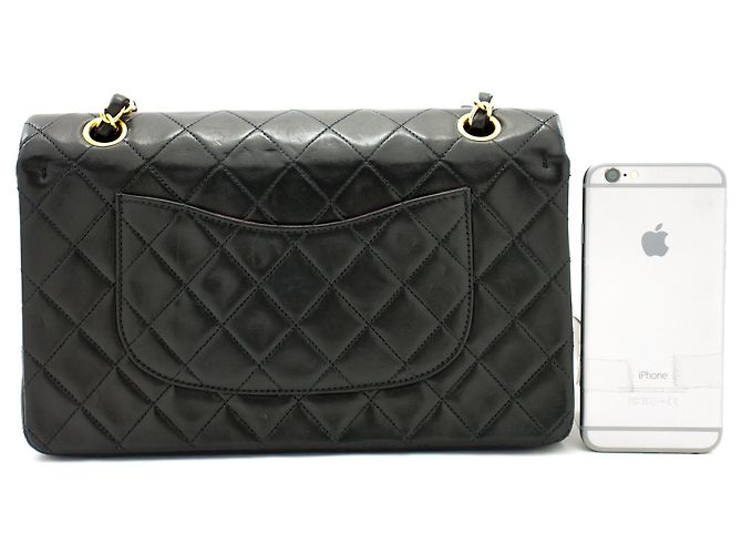 Chanel 2.55 Borsa a tracolla a catena media con patta foderata Pelle di agnello nera Nero - vista 3