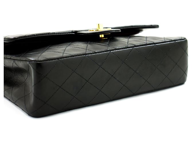 Chanel 2.55 Borsa a tracolla a catena media con patta foderata Pelle di agnello nera Nero - vista 4