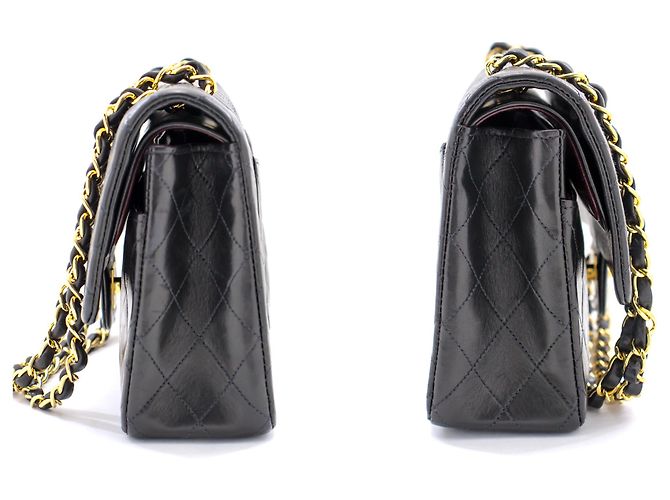 Chanel 2.55 Borsa a tracolla a catena media con patta foderata Pelle di agnello nera Nero - vista 5