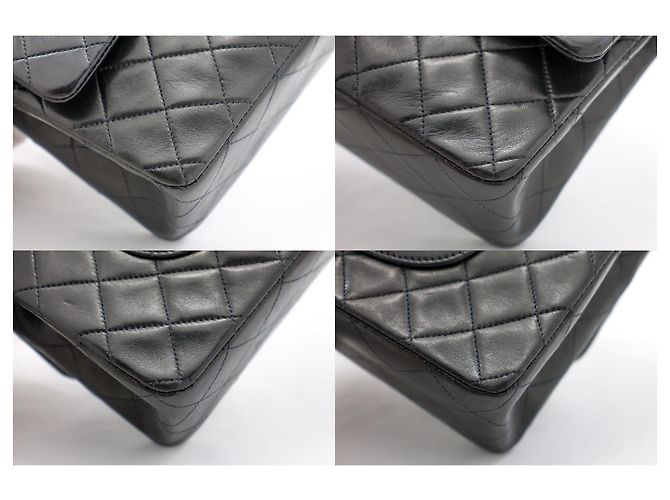 Chanel 2.55 Borsa a tracolla a catena media con patta foderata Pelle di agnello nera Nero - vista 6