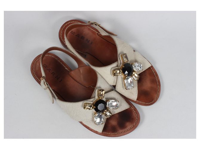 Sandali Marni con cristalli. Marrone Beige - vista 13