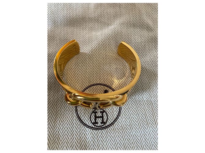 Autre Marque Hermès Bracciale Anello Catena d'Ancora Pelle Reptile Verde Scuro Oro - vista 3