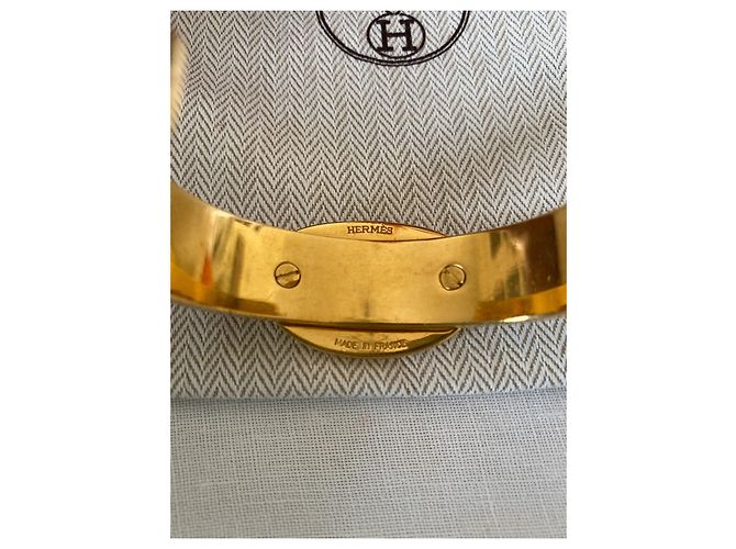 Autre Marque Hermès Bracciale Anello Catena d'Ancora Pelle Reptile Verde Scuro Oro - vista 4