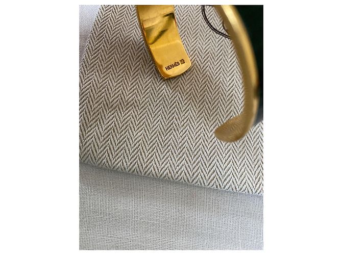 Autre Marque Hermès Bracciale Anello Catena d'Ancora Pelle Reptile Verde Scuro Oro - vista 5