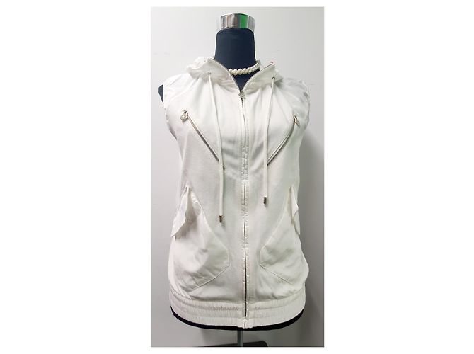 Chaleco blanco Chanel algodón poliéster 40 Plata - vista 9