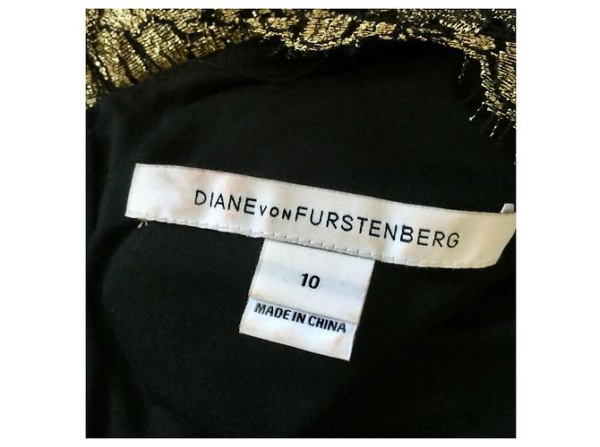 Diane Von Furstenberg Abito in pizzo Zarita nero e oro DvF D'oro - vista 4