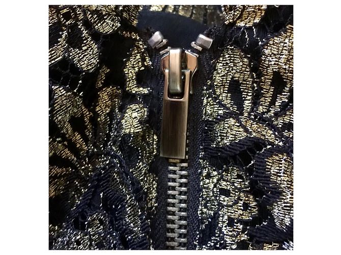 Diane Von Furstenberg Abito in pizzo Zarita nero e oro DvF D'oro - vista 8