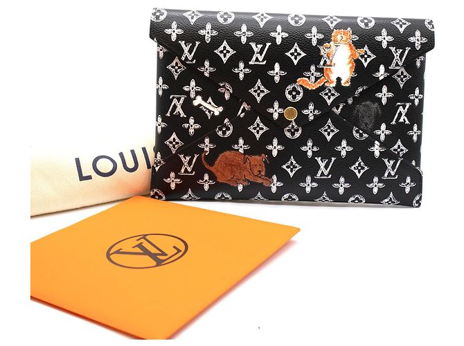 Organizer Louis Vuitton Kirigami Pochette nera Catogram Monogram Canvas Nero - vista 2