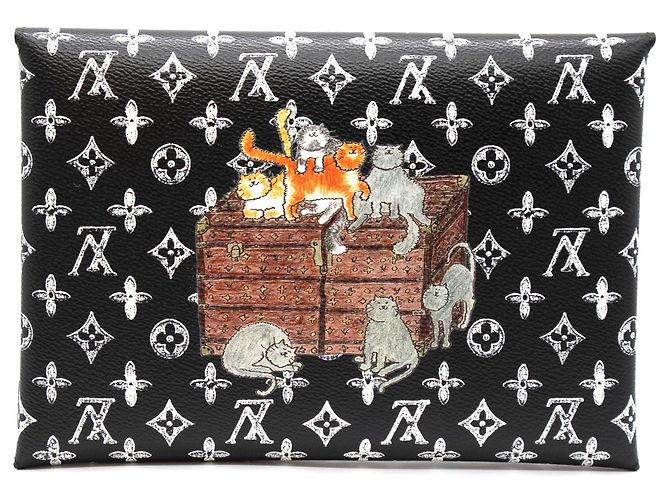 Organizer Louis Vuitton Kirigami Pochette nera Catogram Monogram Canvas Nero - vista 3