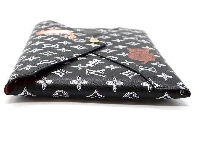 Organizer Louis Vuitton Kirigami Pochette nera Catogram Monogram Canvas Nero - vista 4