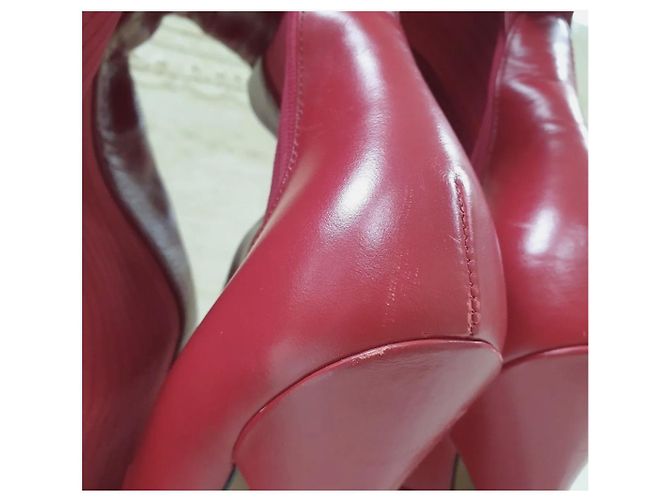 Fendi Rockoko Overknee-Stiefel aus rotem Leder Bordeaux - Ansicht 8