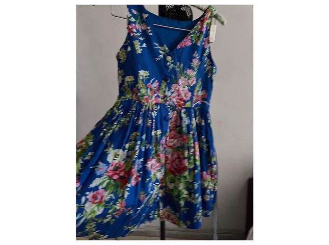 Ralph Lauren Blumenkleid aus blauer Baumwolle - Ansicht 5
