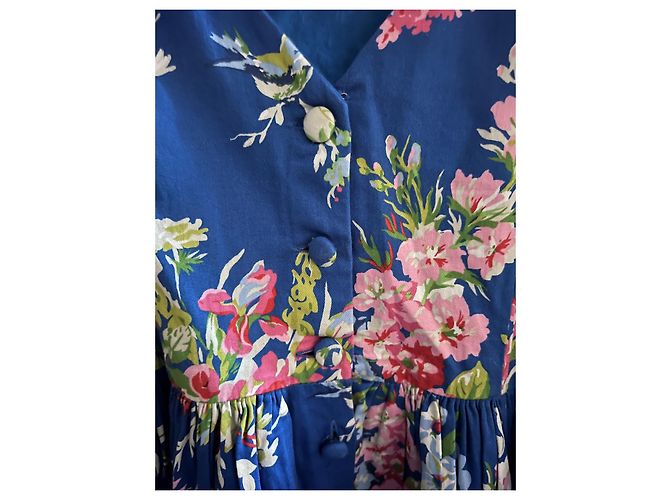 Ralph Lauren Blumenkleid aus blauer Baumwolle - Ansicht 6