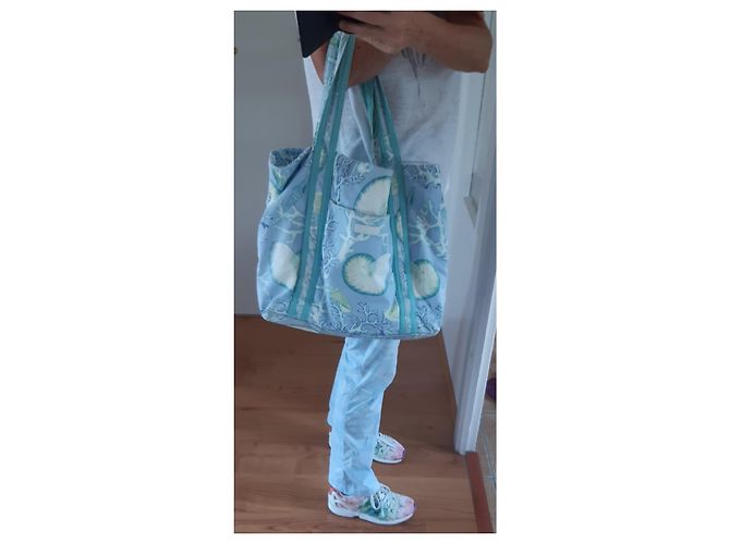 Autre Marque MANUEL CANOVAS Handtasche Weiß Hellgrün Hellblau Stoff - Ansicht 12