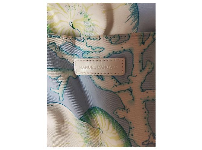 Autre Marque MANUEL CANOVAS Handtasche Weiß Hellgrün Hellblau Stoff - Ansicht 2