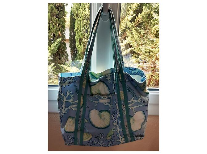 Autre Marque MANUEL CANOVAS Handtasche Weiß Hellgrün Hellblau Stoff - Ansicht 4