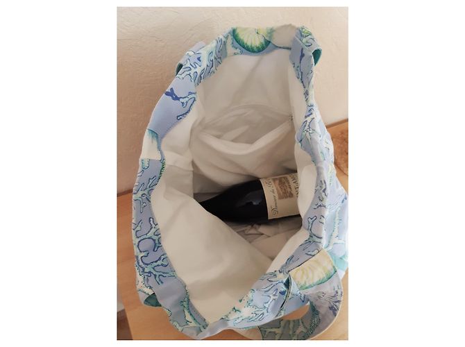 Autre Marque MANUEL CANOVAS Handtasche Weiß Hellgrün Hellblau Stoff - Ansicht 5