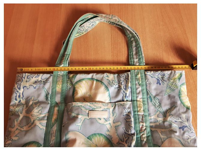 Autre Marque MANUEL CANOVAS Handtasche Weiß Hellgrün Hellblau Stoff - Ansicht 6