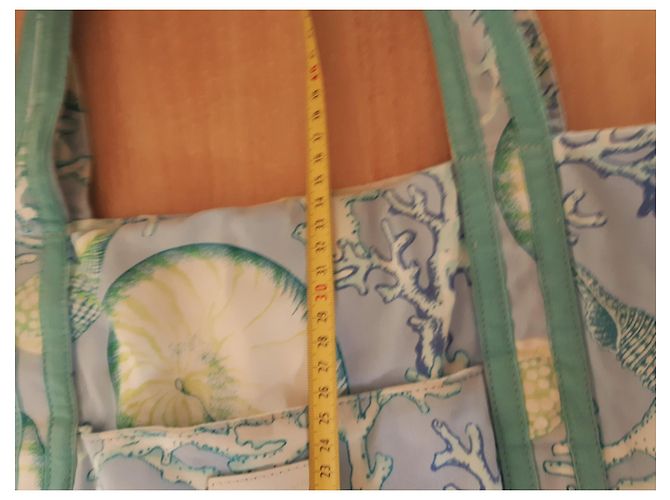 Autre Marque MANUEL CANOVAS Handtasche Weiß Hellgrün Hellblau Stoff - Ansicht 7