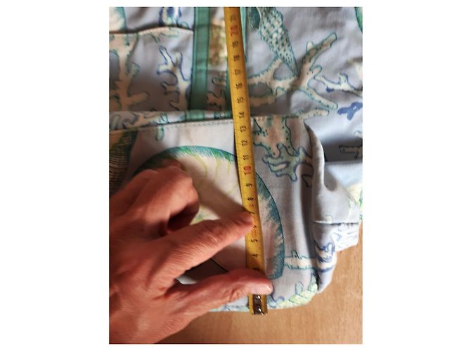 Autre Marque MANUEL CANOVAS Handtasche Weiß Hellgrün Hellblau Stoff - Ansicht 9