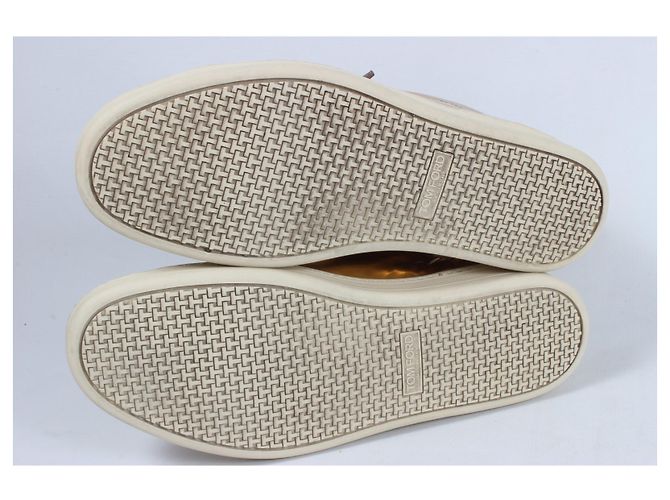 Baskets Tom Ford Cuir Doré Taille 39 - vue 14