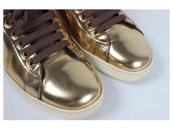 Baskets Tom Ford Cuir Doré Taille 39 - vue 6