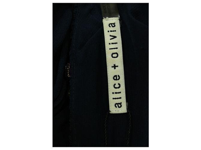 Alice + Olivia Abito con scollo a paillettes Alice & Olivia in seta blu navy - vista 4