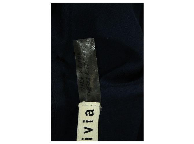 Alice + Olivia Abito con scollo a paillettes Alice & Olivia in seta blu navy - vista 5