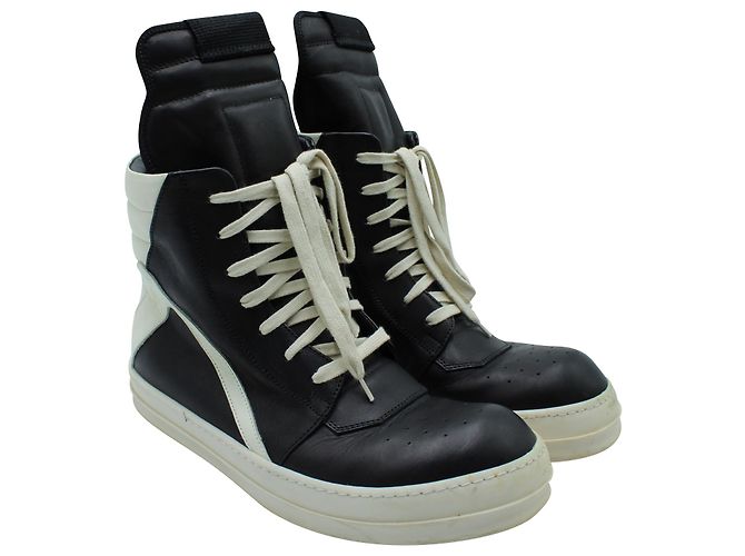Sneakers Rick Owens Geobasket in pelle nera - vista 3
