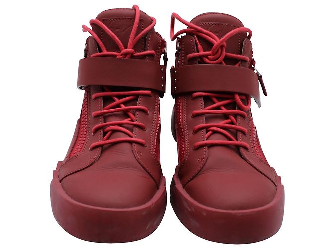 Baskets Montantes Giuseppe Zanotti en Cuir Rouge - vue 2
