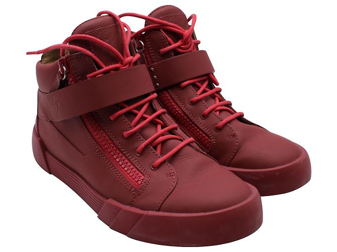Baskets Montantes Giuseppe Zanotti en Cuir Rouge - vue 3