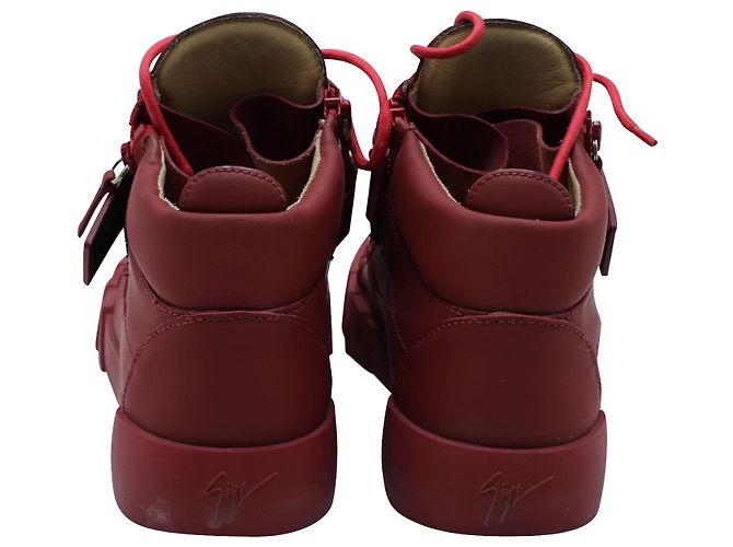Baskets Montantes Giuseppe Zanotti en Cuir Rouge - vue 4