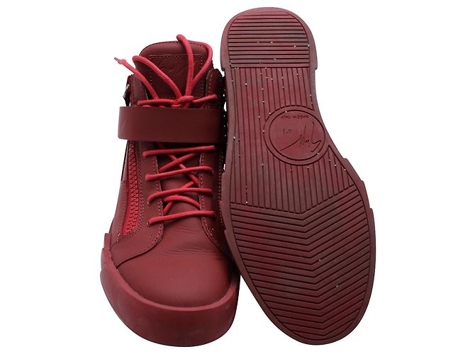 Baskets Montantes Giuseppe Zanotti en Cuir Rouge - vue 5