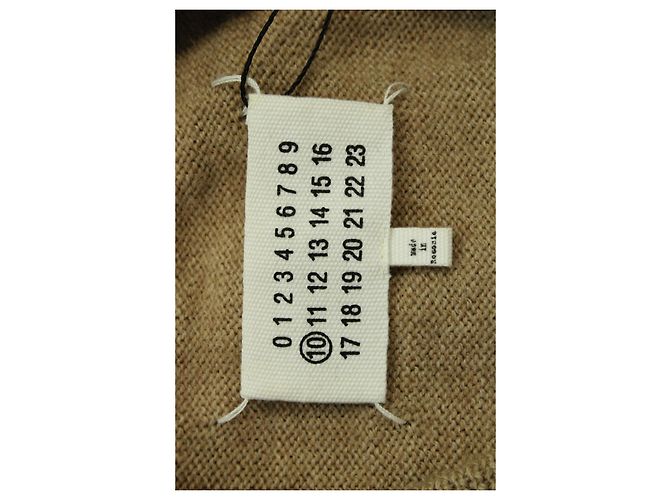 Maison Martin Margiela Maison Margiela Sweat col V avec coudière en laine marron - vue 3