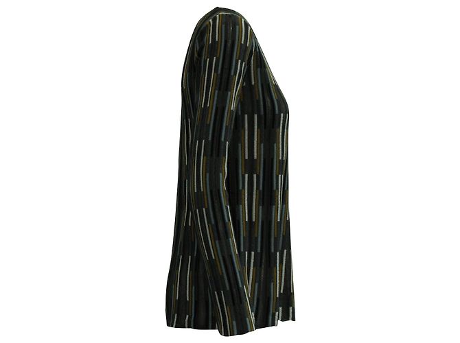 M MISSONI Knitted Stripe Sweater in Multicolor Cotton Python print - view 2