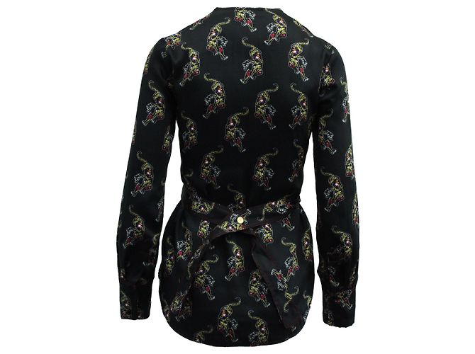 Camicetta Sandro Paris Aya upperr Print in poliestere stampato nero - vista 2