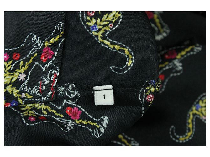 Camicetta Sandro Paris Aya upperr Print in poliestere stampato nero - vista 5