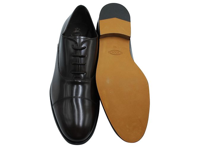 Scarpe Oxford Tod's Stringate in Pelle Marrone - vista 5