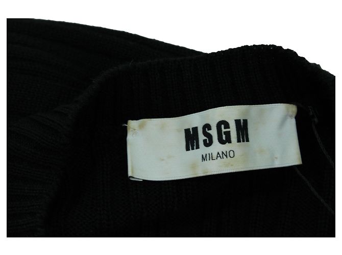 MSGM Strick-Minikleid mit Rüschen aus schwarzer Wolle - Ansicht 4