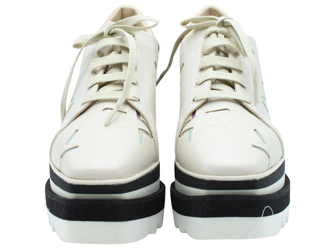 Stella Mc Cartney Stella McCartney Tênis plataforma Sneak-Elyse em couro marfim - vista 2