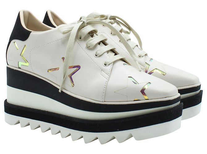 Stella Mc Cartney Stella McCartney Tênis plataforma Sneak-Elyse em couro marfim - vista 3