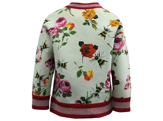 Gucci Blumenpullover mit Schmetterlingsdesign aus mehrfarbiger Baumwolle - Ansicht 2