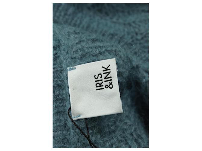 Iris & Ink Häkelstrickpullover aus blauer Wolle - Ansicht 4
