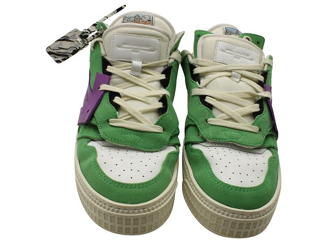 Off White Off-White c/o Virgil Abloh Sneakers Court Low "Green" in Suede Multicolor Stampa python - vista 2