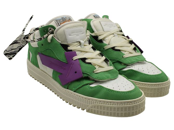 Off White Off-White c/o Virgil Abloh Sneakers Court Low "Green" in Suede Multicolor Stampa python - vista 3