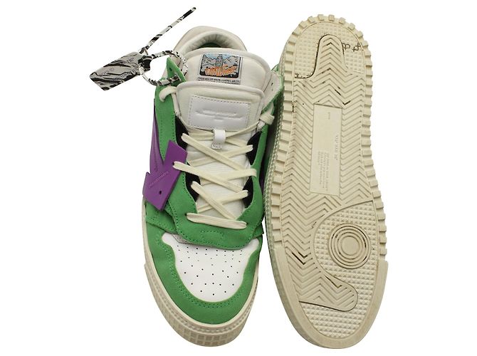 Off White Off-White c/o Virgil Abloh Sneakers Court Low "Green" in Suede Multicolor Stampa python - vista 5