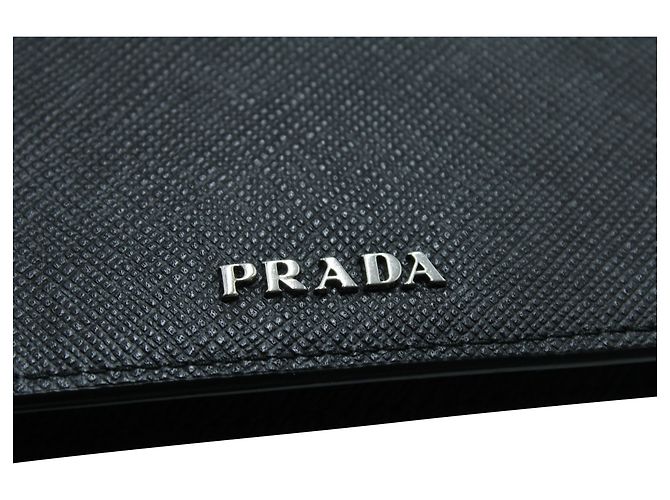 Saffiano Prada Logo Patch Phone Case in Black Leather - view 6