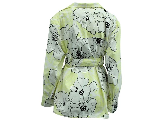Marni Floral Belted Dress in Yellow Cotton - view 2