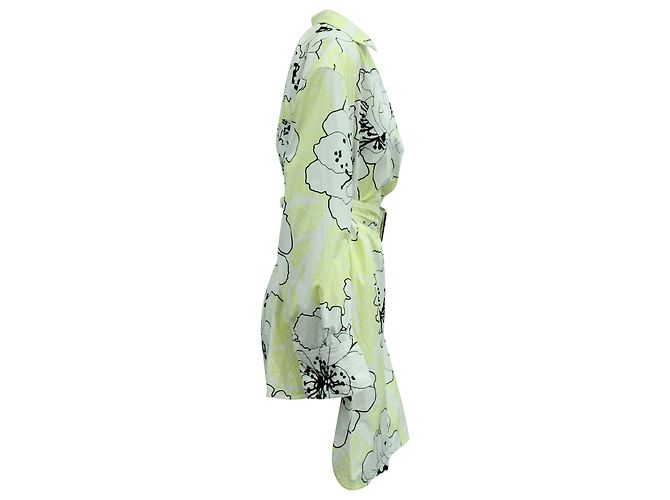 Marni Floral Belted Dress in Yellow Cotton - view 3