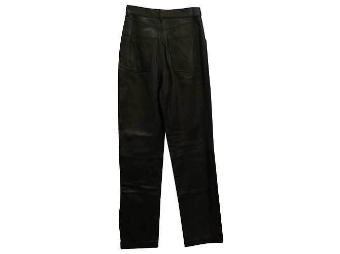 Calça reta plissada Iro Heim em couro preto - vista 2